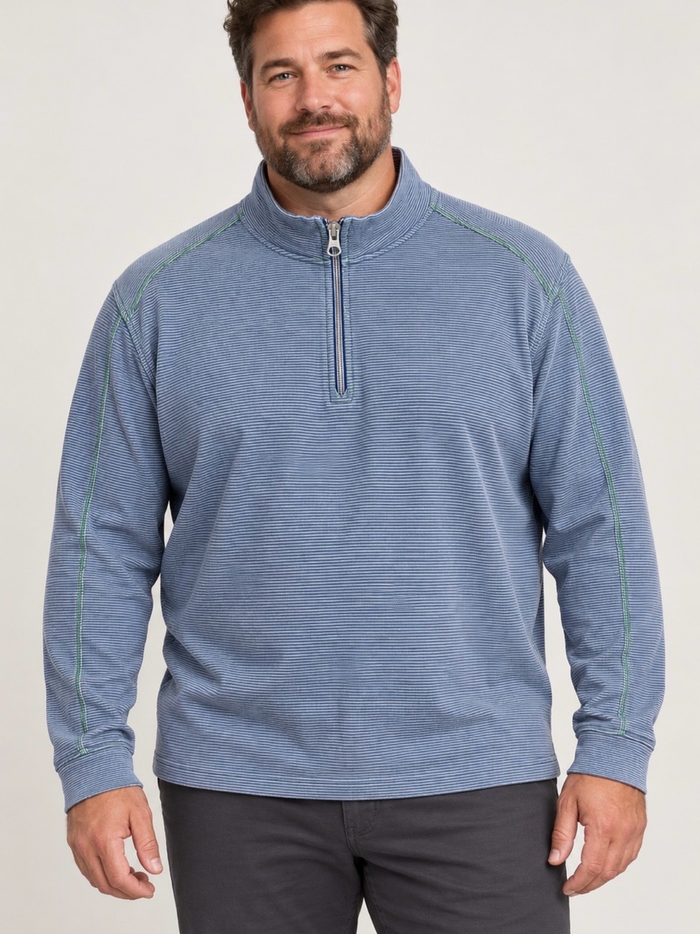 Men's Blue Quarter-Zip Knit Sweater